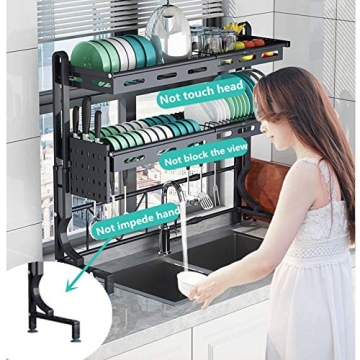 LJING Adjustable Over The Sink Dish Drying Rack