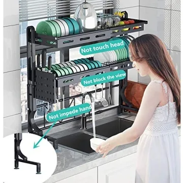 LJING Adjustable Over The Sink Dish Drying Rack