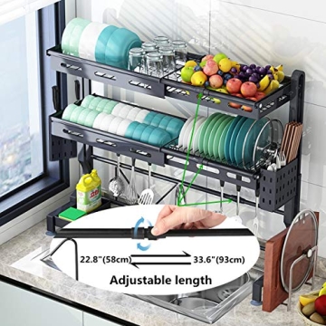 LJING Adjustable Over The Sink Dish Drying Rack