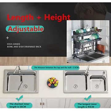 LJING Adjustable Over The Sink Dish Drying Rack