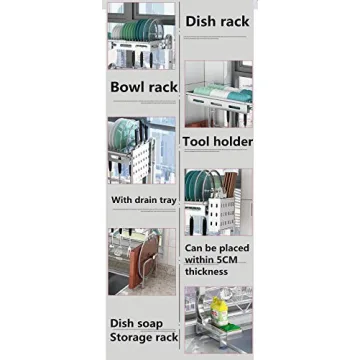 LJING Adjustable Over The Sink Dish Drying Rack