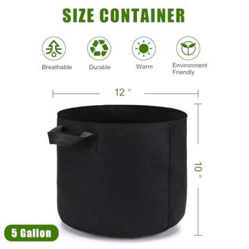 OPPOLIFE 5 Gallon Plant Grow Bags - 12 Pack Heavy Duty Aeration Fabric Pots with Handles for Garden ...