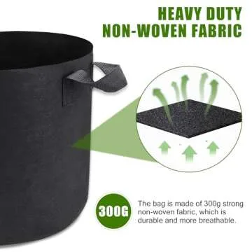 OPPOLIFE 5 Gallon Grow Bags - Durable Plant Pots for Gardening