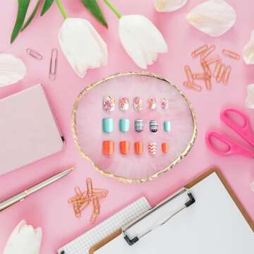 Ouligay Resin Nail Art Palette Makeup Mixing Palette Gold Edge Nail Art Tool Gel Design Nail Art Makeup Mixing Tray DIY (Pink)