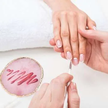 Ouligay Resin Nail Art Palette Makeup Mixing Palette Gold Edge Nail Art Tool Gel Design Nail Art Makeup Mixing Tray DIY (Pink)