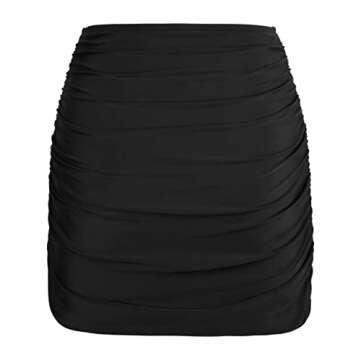 Mycoco Women's High Waisted Swim Skirt Ruched Tummy Control Bikini Bottom Tankini Swimsuit with Brief