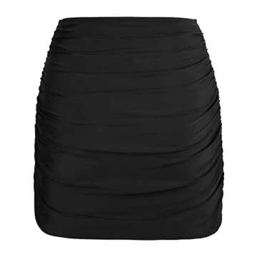 Mycoco Women's High Waisted Swim Skirt Ruched Tummy Control Bikini Bottom Tankini Swimsuit with Brief