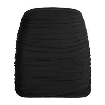 Mycoco Women's High Waisted Swim Skirt Ruched Tummy Control Bikini Bottom Tankini Swimsuit with Brief