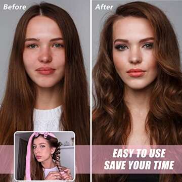 HRYYDS Upgraded Heatless Hair Curler, with Gift Box, Velvet Heatless Curls Headband ​- No Smell, Hair Curlers to Sleep in, Heatless Hair Curlers for Long Hair and Medium Hair (Pink)