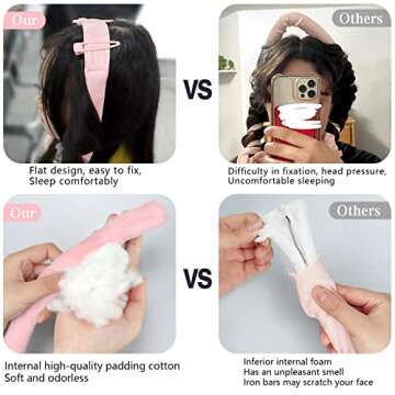 HRYYDS Upgraded Heatless Hair Curler, with Gift Box, Velvet Heatless Curls Headband ​- No Smell, Hair Curlers to Sleep in, Heatless Hair Curlers for Long Hair and Medium Hair (Pink)