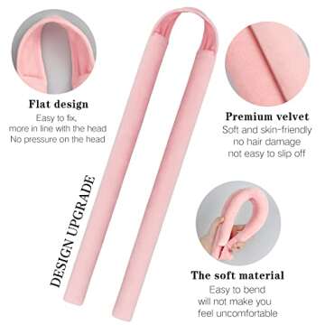 HRYYDS Upgraded Heatless Hair Curler, with Gift Box, Velvet Heatless Curls Headband ​- No Smell, Hair Curlers to Sleep in, Heatless Hair Curlers for Long Hair and Medium Hair (Pink)