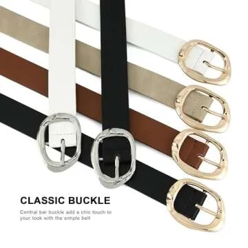 Earnda Brown Leather Belts for Women Casual Fashion Waist Belt with Liquid Shapes Gold Buckle for Jeans Pants Dresses 1.18" Width X-Small