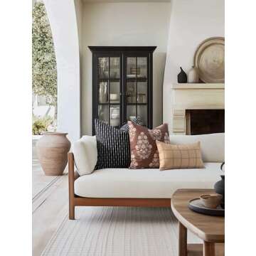 Crumbs Home Modern Farmhouse Fall Linen Indoor Outdoor Throw Pillow Cover Only, 20"x20" Water Repell...