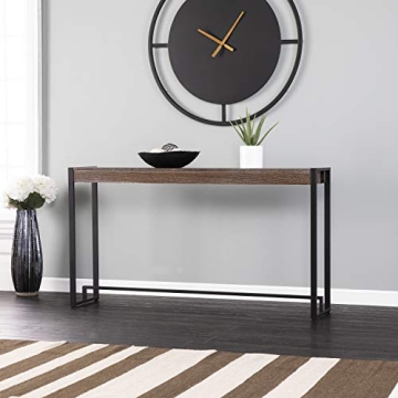 SEI Furniture Macen Console Table in Burnt Oak and Black