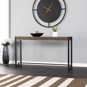 SEI Furniture Macen Console Table in Burnt Oak and Black
