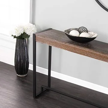 SEI Furniture Macen Console Table in Burnt Oak and Black