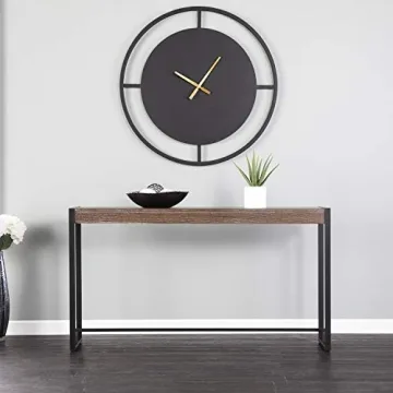 SEI Furniture Macen Console Table in Burnt Oak and Black