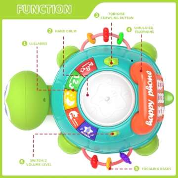 Baby Toys 6 to 12 Months，Musical Turtle Crawling Baby Girl Toys for 12-18 Months,Infant Early Lear...