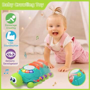 Baby Toys 6 to 12 Months，Musical Turtle Crawling Baby Girl Toys for 12-18 Months,Infant Early Learning Educational Toy,Baby Girl & Boy Gift Essentials for Newborn 7 8 9 11+ Months 1-2 Year Old(Green)
