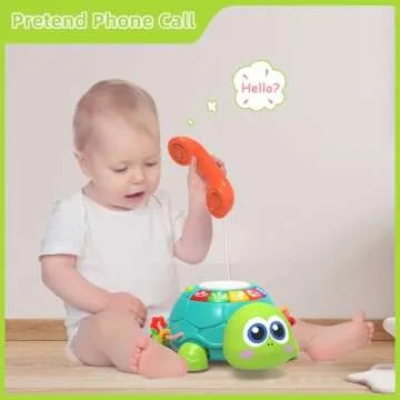 Baby Toys 6 to 12 Months，Musical Turtle Crawling Baby Girl Toys for 12-18 Months,Infant Early Learning Educational Toy,Baby Girl & Boy Gift Essentials for Newborn 7 8 9 11+ Months 1-2 Year Old(Green)