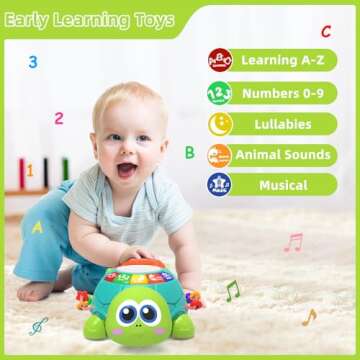 Baby Toys 6 to 12 Months，Musical Turtle Crawling Baby Girl Toys for 12-18 Months,Infant Early Learning Educational Toy,Baby Girl & Boy Gift Essentials for Newborn 7 8 9 11+ Months 1-2 Year Old(Green)