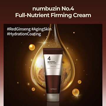 numbuzin No.4 Cream | Full-Nutrient Firming Cream | Skin Elasticity, Wrinkle Care, Anti-aging, Deeply Nourishing, Hydration | Red Ginseng, Panthenol, Niacinamide, Bifida | 2.02 fl. oz.