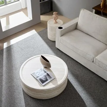 JURMALYN Modern Round Coffee Table Fiberglass No Assembly