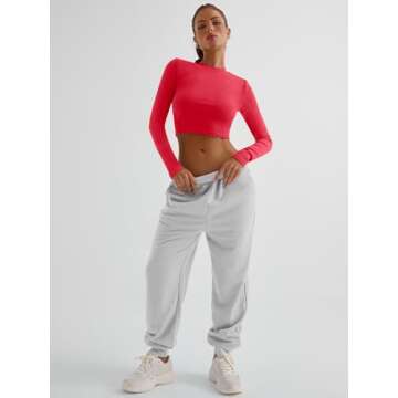 Trendy Queen Womens Long Sleeve Crop Tops Basic Ribbed Slim Fitted Shirts Casual Fall Fashion Y2k Te...