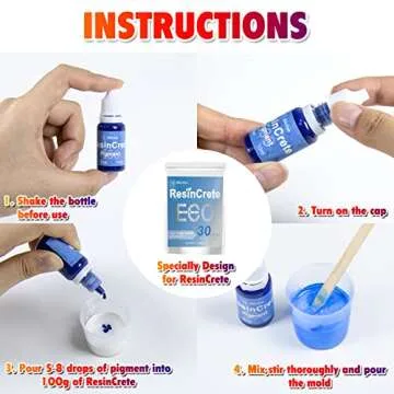 JDiction ResinCrete Pigment Set - 10 Vivid Colors for Crafting