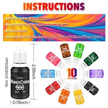 JDiction ResinCrete Pigment Set - 10 Vivid Colors for Crafting