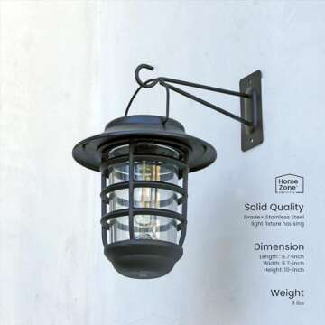 Home Zone Security 2 Packs Solar Wall Hanging Lights Outdoor 3000K Warm Up to 8 Hours Light Dawn Mot...
