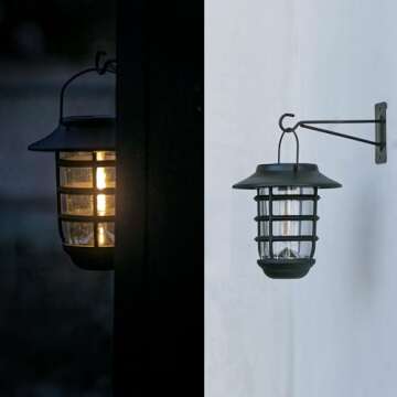 Home Zone Security 2 Packs Solar Wall Hanging Lights Outdoor 3000K Warm Up to 8 Hours Light Dawn Motion Sensor Auto, IP65 Waterproof, No Wiring Required, Aluminum and Glass Construction