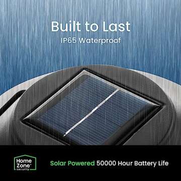 Home Zone Security 2 Packs Solar Wall Hanging Lights Outdoor 3000K Warm Up to 8 Hours Light Dawn Motion Sensor Auto, IP65 Waterproof, No Wiring Required, Aluminum and Glass Construction