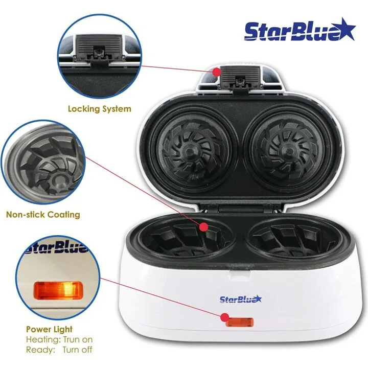 StarBlue Double Waffle Bowl Maker for Ice Cream