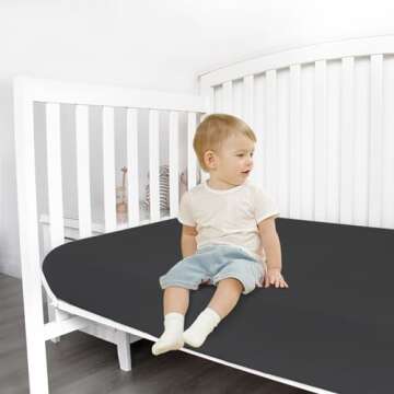 Stretchy Crib Sheets for Boys or Girls, 2 Pack Baby Crib Sheets Fitted for Standard Crib and Toddler Mattress 52" x 28", Soft and Breathable Fitted Crib Sheets Neutral, Black