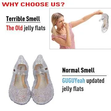 GUGUYeah Princess Costumes Crystal Jelly Flats Shoes,Cosplay Birthday Party Dress Up Sandals for Little Girls, Toddler or Kids White/Silver
