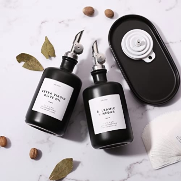 Stylish Ceramic Oil and Vinegar Dispensers Set of 2