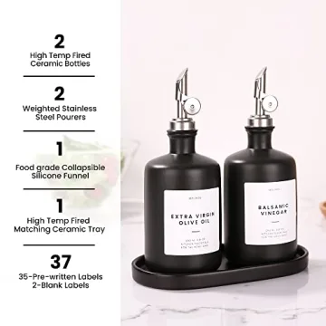 Stylish Ceramic Oil and Vinegar Dispensers Set of 2