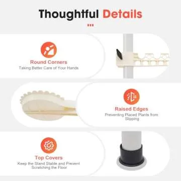 LEYSRIS Adjustable Height 7 Layer Indoor Plant Stand, Spring Tension Pole Metal Free Stand Steel Tube Flower Display Rack, Space Saver Corner Floral Pot Hanger Shelf