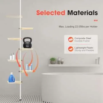 LEYSRIS Adjustable Height 7 Layer Indoor Plant Stand, Spring Tension Pole Metal Free Stand Steel Tube Flower Display Rack, Space Saver Corner Floral Pot Hanger Shelf