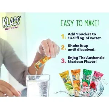 Klass Aguas Frescas Powdered Drink Mix | 44 Sugar Free Powder Packets | Flavors - Cucumber Limeade P...