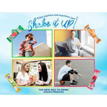 Klass Aguas Frescas Powdered Drink Mix | 44 Sugar Free Powder Packets | Flavors - Cucumber Limeade Pineapple Tangerine Strawberry Watermelon & Hibiscus Berries - Water Enhancer To Go!