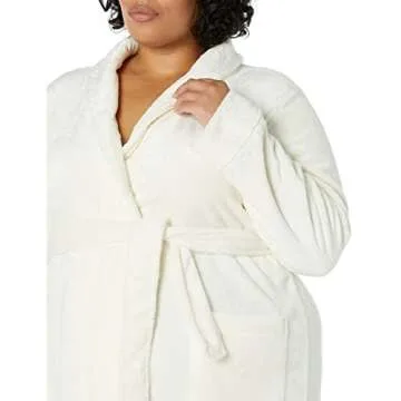 Amazon Essentials Women's Full-Length Plush Robe (Available in Plus Size), Cream, 2X