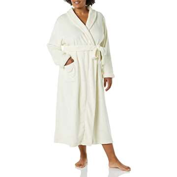 Amazon Essentials Women's Full-Length Plush Robe (Available in Plus Size), Cream, 2X