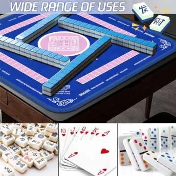 2F22E Mahjong Mat, Noise Reduction Non-Slip Mahjong Mat for Table, 32.4*32.4 Inch Mahjong Table Mat for Poker, Board Games Table Mat, Card Games, Tile Games, Dominoes (Blue)