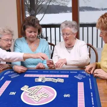 2F22E Mahjong Mat, Noise Reduction Non-Slip Mahjong Mat for Table, 32.4*32.4 Inch Mahjong Table Mat for Poker, Board Games Table Mat, Card Games, Tile Games, Dominoes (Blue)