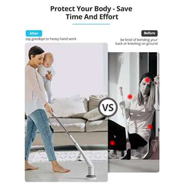 Tilswall Electric Spin Scrubber - Cordless Shower Power Scrubber, Bathroom Cleaner Tools Set with 4 ...