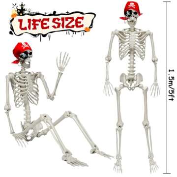 5 Ft Life-Size Skeleton for Halloween Decorations Outdoor