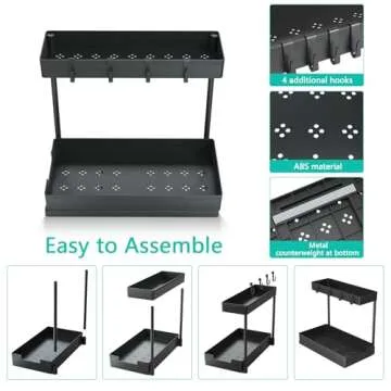 petisal Under Sink Organizer -2 Pack|Pull Out Bathroom Organizer|2 Tier Slide Out Bathroom/Kitchen Organiers and Storage. (L-Shape 2PACK)