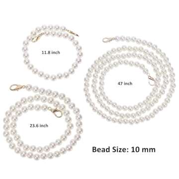 PENTA ANGEL Purse Chain Strap Replacement 3Pcs Imitation Pearl Beads Short Long Handle Shoulder Cros...